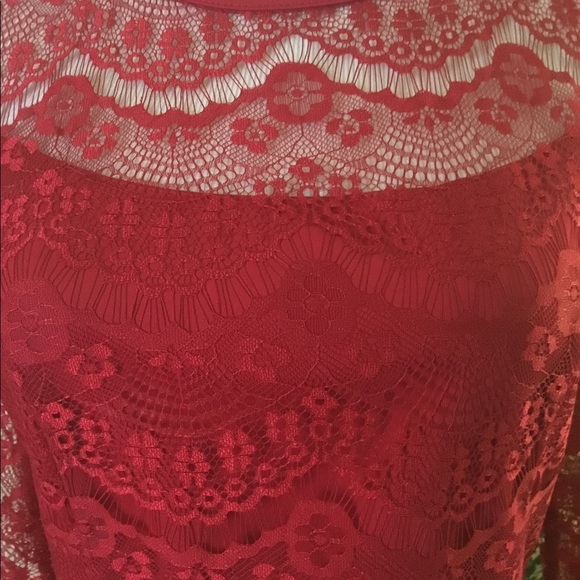 HOST PICK-SPENSER JEREMY RUBY MERLOT/RED LACY DRESS/ SZ8/NWOT - Picture 3 of 7